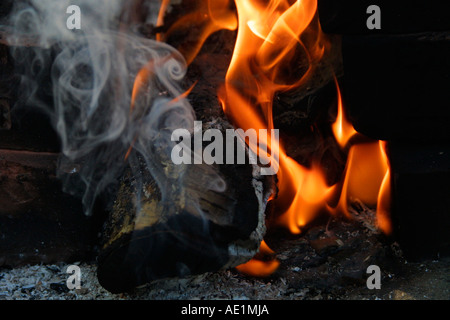 Flammen des Feuers an kurze Verschlusszeit erfasst Stockfoto