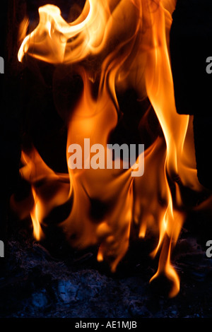 Flammen des Feuers an kurze Verschlusszeit erfasst Stockfoto