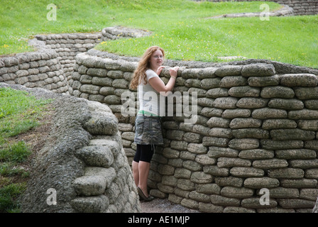 Ersten Weltkrieg Gräben auf Vimy Ridge rekonstruiert. Stockfoto