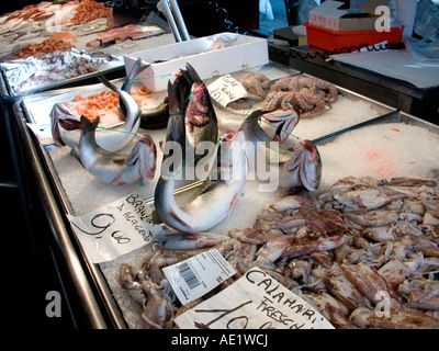 Rialto Fischmarkt Stall, Venedig, Italien. Stockfoto