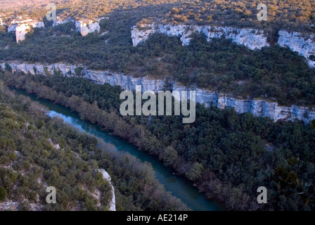 Ebro River Canyon. Hoces del Alto Ebro y Rudrón. Pesquera de Ebro. Provinz Burgos. Castilla y León Spanien. Stockfoto