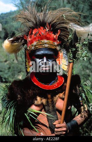 Stammesangehörige Porträt Region des südlichen Hochland Papua-Neuguinea Stockfoto