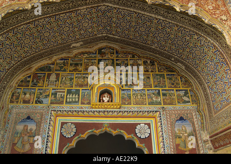 Indien Rajasthan Jaipur Samode Haveli reichen Kaufmann s Haus Stockfoto