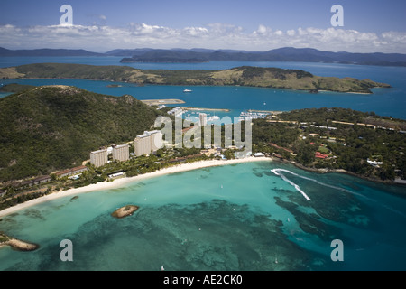 Hamilton Island Resort vom Hubschrauber Whitsunday Gruppe Queensland Australien September 2005 Stockfoto