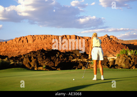 St. George, Utah Entrada bei Snow Canyon Golf Course, 17. Loch Stockfoto