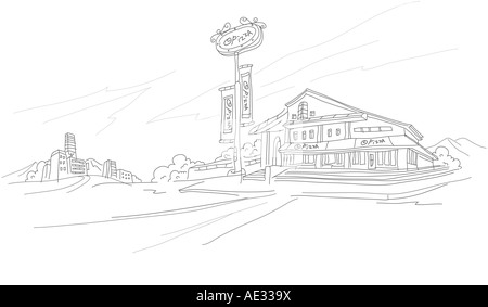 Schild vor einem hotel Stockfoto