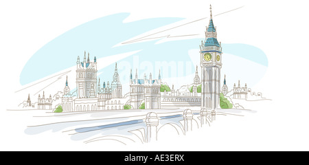 Brücke vor ein Clock Tower, Big Ben, Westminster Bridge, Houses of Parliament, Themse, London, England Stockfoto