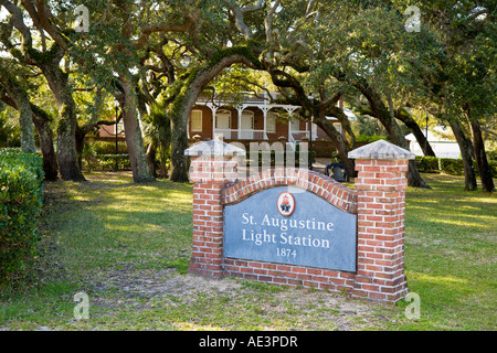 Schild am Eingang zum St. Augustine Light Station Leuchtturm Museum in St. Augustine, Florida, USA Stockfoto