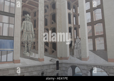 Moderne Wandmalerei in Philadelphia diesein zeigt William Penn und Ben Franklin in einem cleveren Trompe Loeil Effekt Philadelphia PA Stockfoto