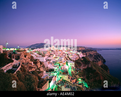 GRE Kykladen Santorini Sunset in Fira Stockfoto