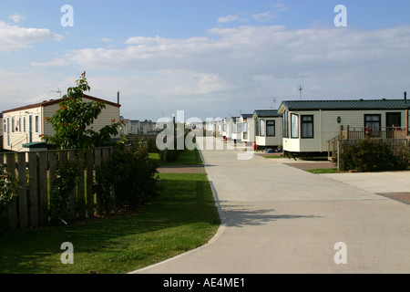 Linie von Wohn- und Urlaub Wohnwagen auf einer Ost-Küste von Yorkshire-Website Stockfoto