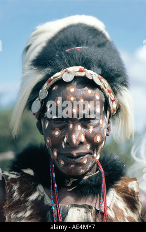 Nahaufnahme Hochformat Porträt des traditionellen Menschen in Kikuyu Central Provinz Kenia in Ostafrika Stockfoto