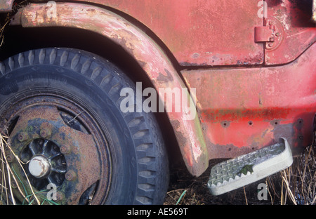 Alten Bedford Lkw Rad und Cab-detail Stockfoto