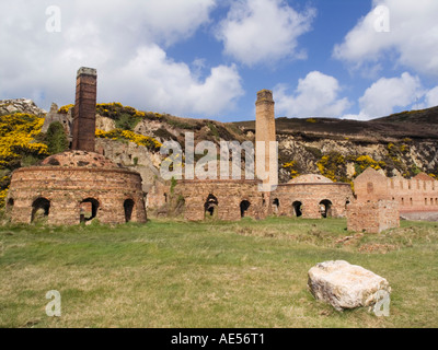 Öfen und Kamine bei zerstörten Überreste von Porth Wen Ziegelei. Isle of Anglesey Wales England Großbritannien Stockfoto