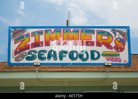 Handgemachte Meeresfrüchte unterzeichnen in New Orleans. Stockfoto