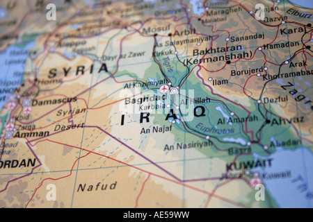 Karte des Irak & mittleren esat Stockfoto