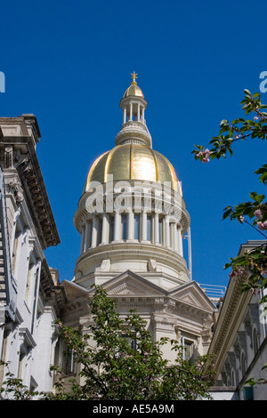 Goldene Kuppel oben auf der Kuppel der New Jersey State Capitol Gebäude oder Statehouse in Trenton Stockfoto