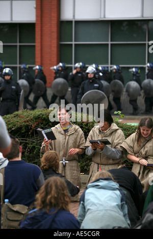 Klimawandel-Demonstranten in Klima-Camp-Heathrow Stockfoto