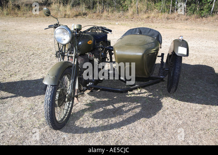 Original britische Militärfahrzeug BSA WM20 500 cc Motorrad mit Beiwagen Baujahr 1939 in Weltkrieg zwei in Europa verwendet. Stockfoto