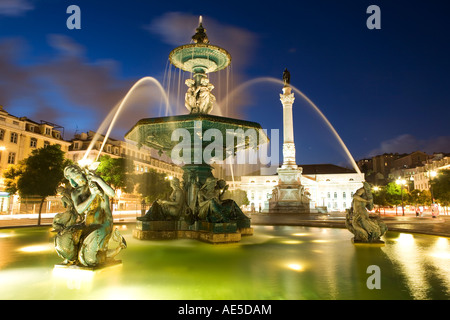 Brunnen am Praça Don Pedro V in Baixa Viertel Rossio-Platz, Lissabon, Lisboa, Lissabon, Portugal, Europa, EU Stockfoto