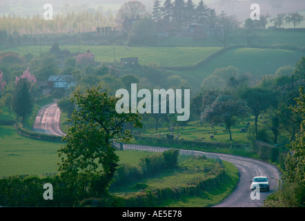 Auto auf der Landstraße in Herefordshire, England Stockfoto