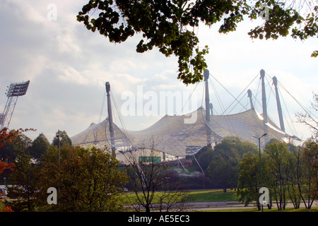 Olympiastadion und Park München Bayern Deutschland Stockfoto
