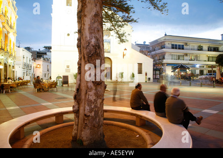 Nachtansicht von Nerja, Andalusien, Spanien, Europa, EU Stockfoto