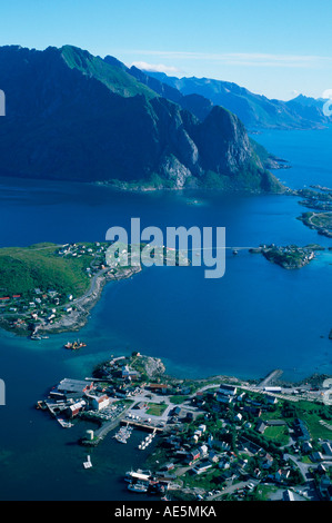 Blick vom Reinebringen, Insel Moskenes, Lokalgeschichte, Norwegen Stockfoto