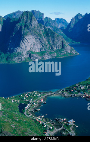 Blick vom Reinebringen, Insel Moskenes, Lokalgeschichte, Norwegen Stockfoto