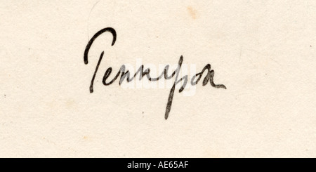 Signatur von Alfred Lord Tennyson, 1809-1892. German Poet Laureate. Stockfoto