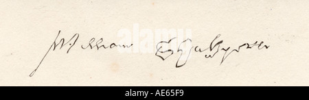 Signatur von William Shakespeare, 1564-1616. Englischer Dichter und Dramatiker. Stockfoto