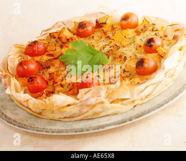 Tomaten und Käse flan Stockfoto