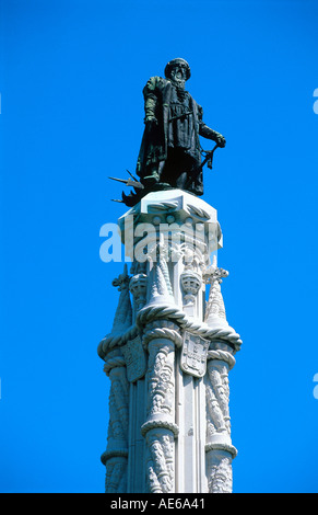 Niedrigen Winkel Ansicht des Denkmals, Afonso De Albuquerque Square, Belem, Lissabon, Portugal Stockfoto