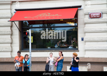 Cafe Slavia Prag Stockfoto