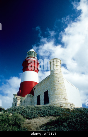 Cape Agulhas Leuchtturm am südlichen Punkt in Afrika, Western Cape, Südafrika Stockfoto