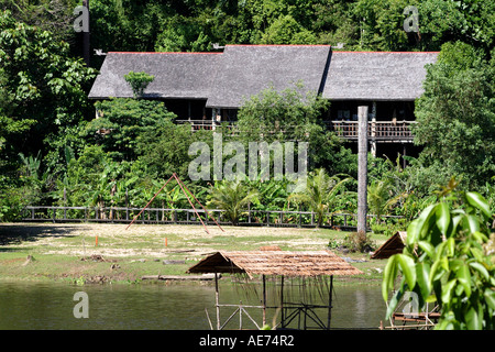 Orang Ulu Langhaus, Sarawak, Borneo, Malaysia Stockfoto