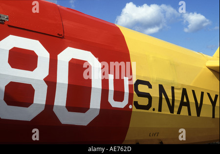 Rumpf-Markierungen auf Stearman Doppeldecker Stockfoto