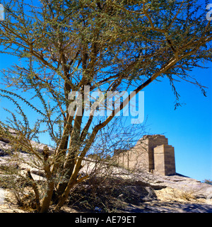 Ruinen des antiken Marib-Damms Jemen in Wadi Dhana 6. Jahrhundert v. Chr. (bekannt als der älteste Damm der Welt), heute UNESCO-Weltkulturerbe Stockfoto