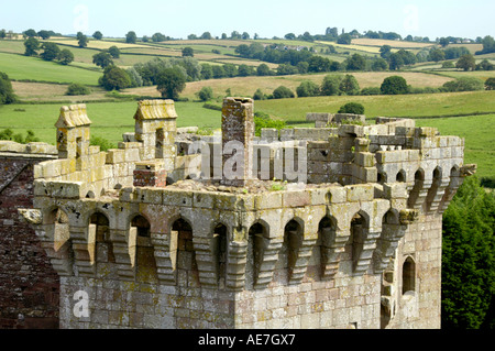 Blick auf das Torhaus Angebot bei Raglan Castle Monmouthshire South East Wales UK Stockfoto