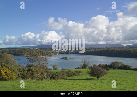 Menai Aufhebung-Brücke Menai Straits Anglesey Nordwales Stockfoto