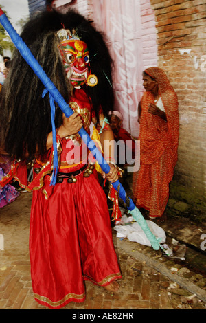 Der Geist des Festivals Gai Jatra Kathmandu-Nepal Stockfoto