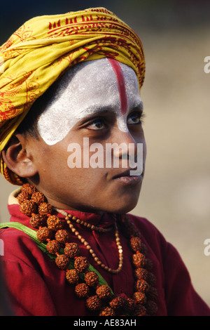 Eine religiöse Lehrling Hindu Junge Nepal 2007 Stockfoto