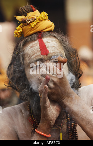 Ein Heiliger Hindu Priester auf dem Mahashivaratri Festival Pashupatinath Nepal Februar 2007 Stockfoto