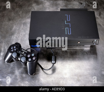 Sony PlayStation Spielkonsole auf Stahl Hintergrund Stockfoto