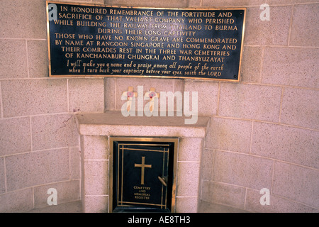 Denkmal an der Brücke am River Kwai Thailand Stockfoto