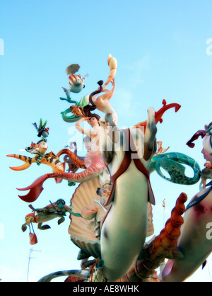 Gruppe von "Ninots". Las Fallas. Valencia. Spanien. Stockfoto