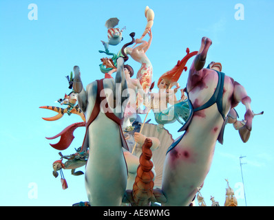 Gruppe von "Ninots". Las Fallas. Valencia. Spanien. Stockfoto