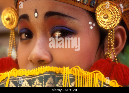 Porträt von Legong Tänzer auf der Insel Bali in Indonesien freigegeben Modellbild hautnah Stockfoto