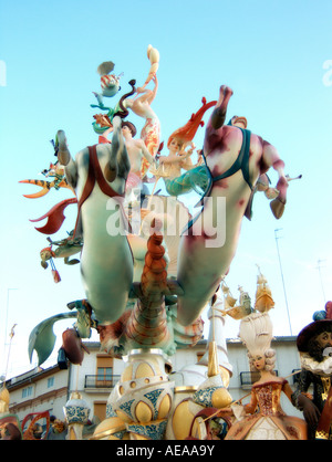 Gruppe von "Ninots". Las Fallas. Valencia. Spanien. Stockfoto