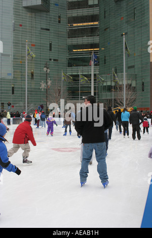 Campus Martius Eisbahn in Detroit, Michigan Stockfoto